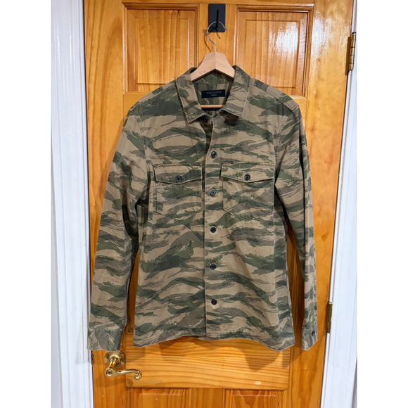 AllSaints Camo Utility Shirt Jacket Tiger Camo Print 100% Cotton Medium